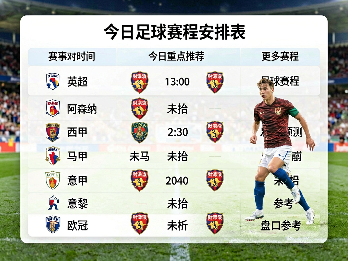 今日足球赛程安排表